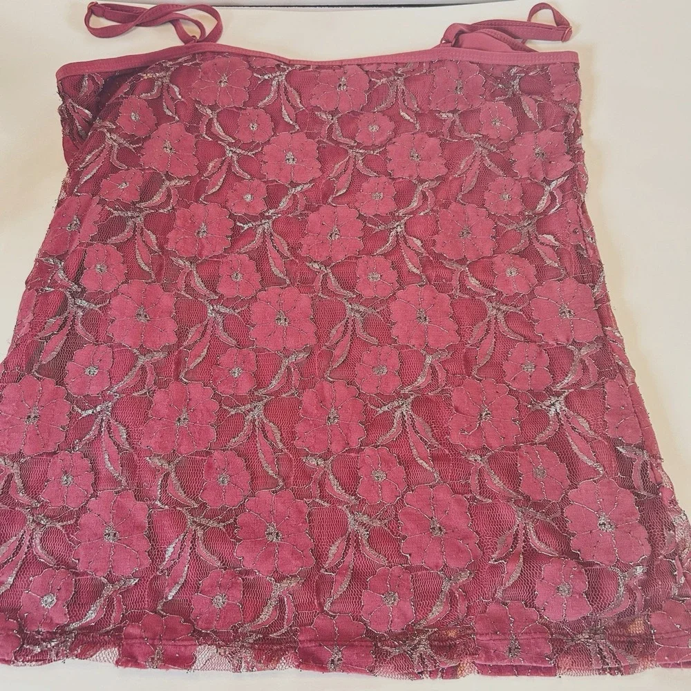 Boutique Essentials Size L Camisole Purple/Eggplant All Over Lace Adj Straps - Picture 2 of 7